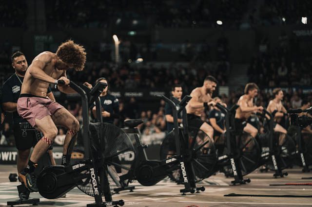 Luke De Jonge on the assault bike during competition